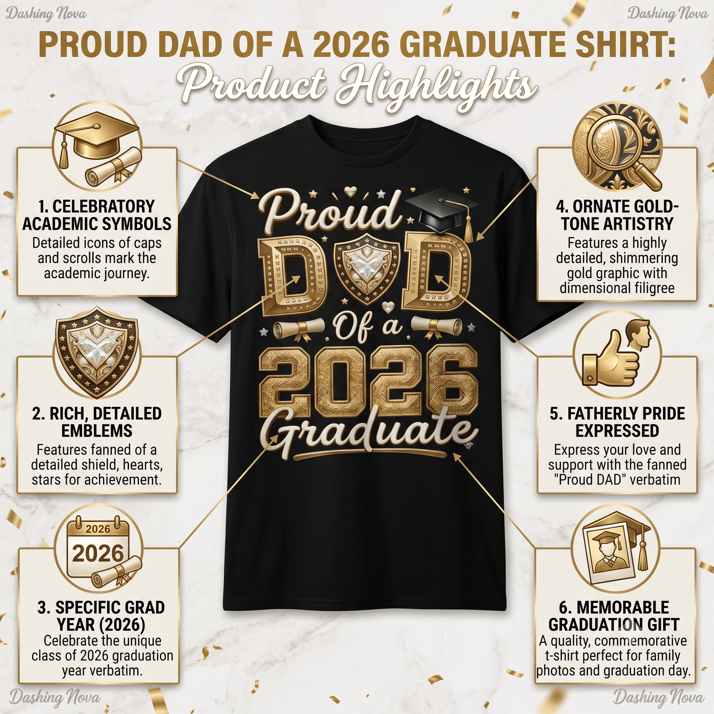 Proud Dad Of A 2026 Graduate Graphic T-Shirt Cotton Men's Casual Commemorative Wear