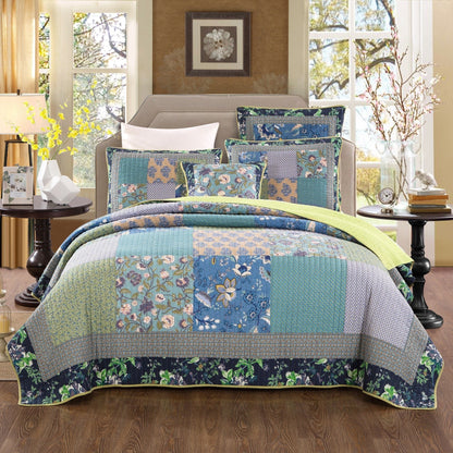 Tache Cotton Bohemian Tropical Calla Lily Quilted Patchwork Bedspread Set (JHW-687)