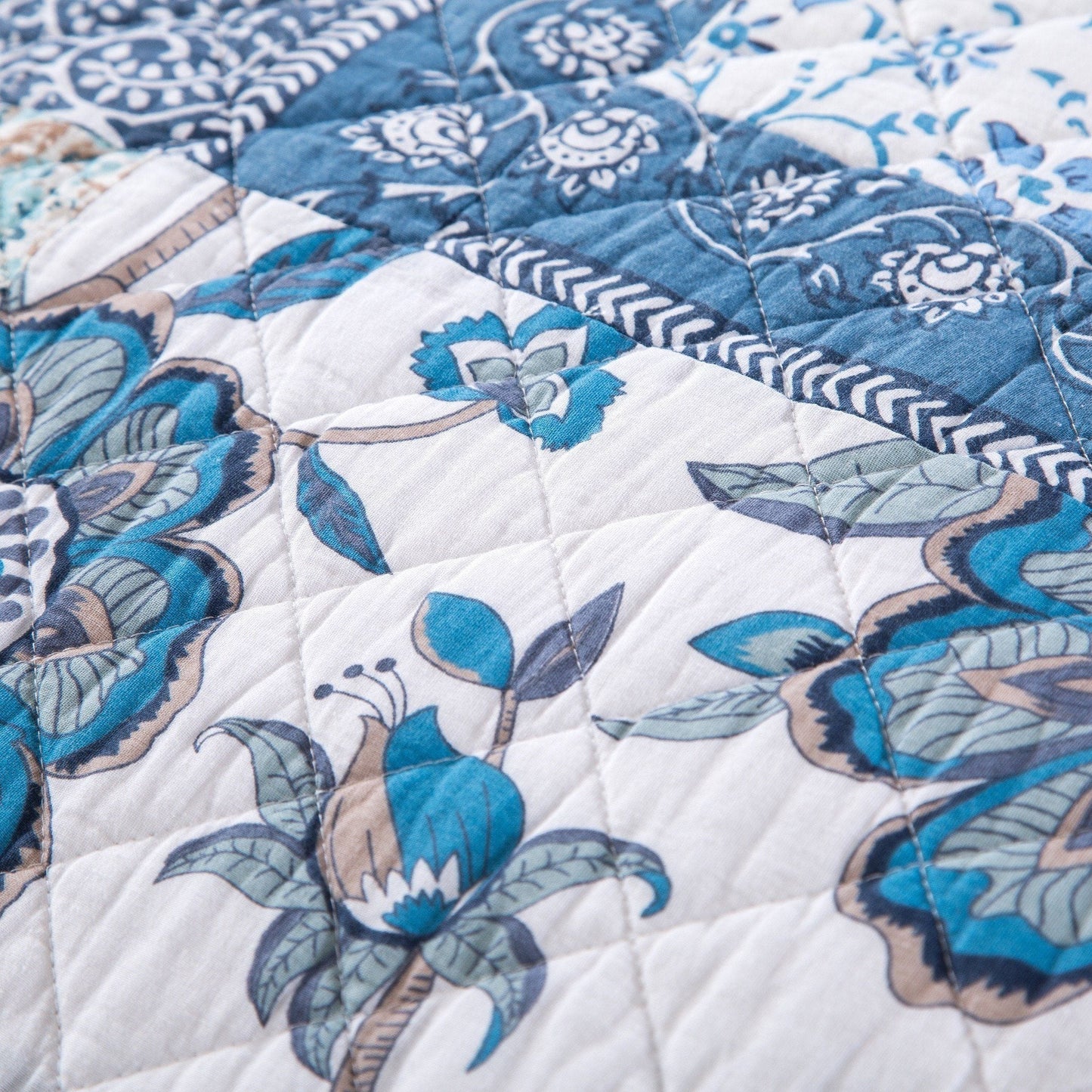 Tache cotton Floral Patchwork Blue Elegance Bedspread Coverlet Quilt Set (JHW-657)