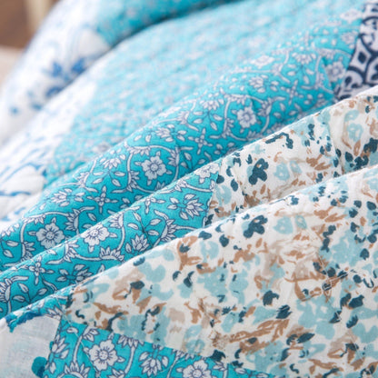 Tache cotton Floral Patchwork Blue Elegance Bedspread Coverlet Quilt Set (JHW-657)