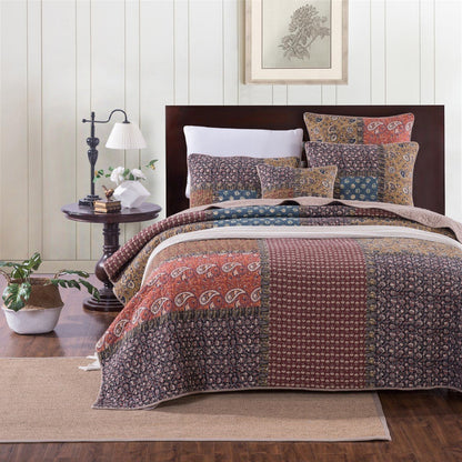 Tache Sunset Blooms Floral Patchwork Cotton Multi color Bedspread Quilt Set (JHW-825)