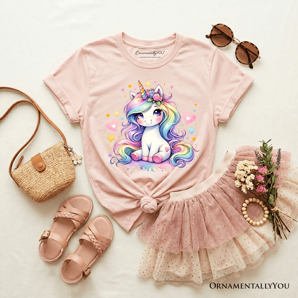 Rainbow Unicorn Kids T-Shirt, Cute Animal Tee for Youth Girls