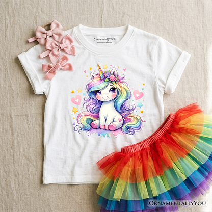 Rainbow Unicorn Kids T-Shirt, Cute Animal Tee for Youth Girls