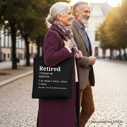 Retired Definition Canvas Tote Bag, Funny Retirement Gift Shopper for New Retirees and Unbothered Legends