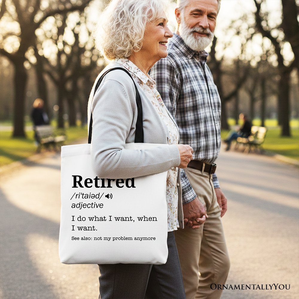 Retired Definition Canvas Tote Bag, Funny Retirement Gift Shopper for New Retirees and Unbothered Legends
