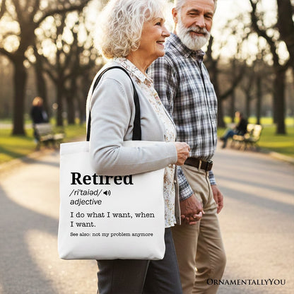 Retired Definition Canvas Tote Bag, Funny Retirement Gift Shopper for New Retirees and Unbothered Legends
