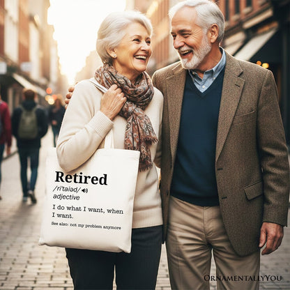 Retired Definition Canvas Tote Bag, Funny Retirement Gift Shopper for New Retirees and Unbothered Legends