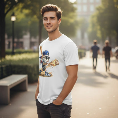 Retro Baseball Hitting Design Graphic Tee Premium Cotton Breathable Casual Sports Wear