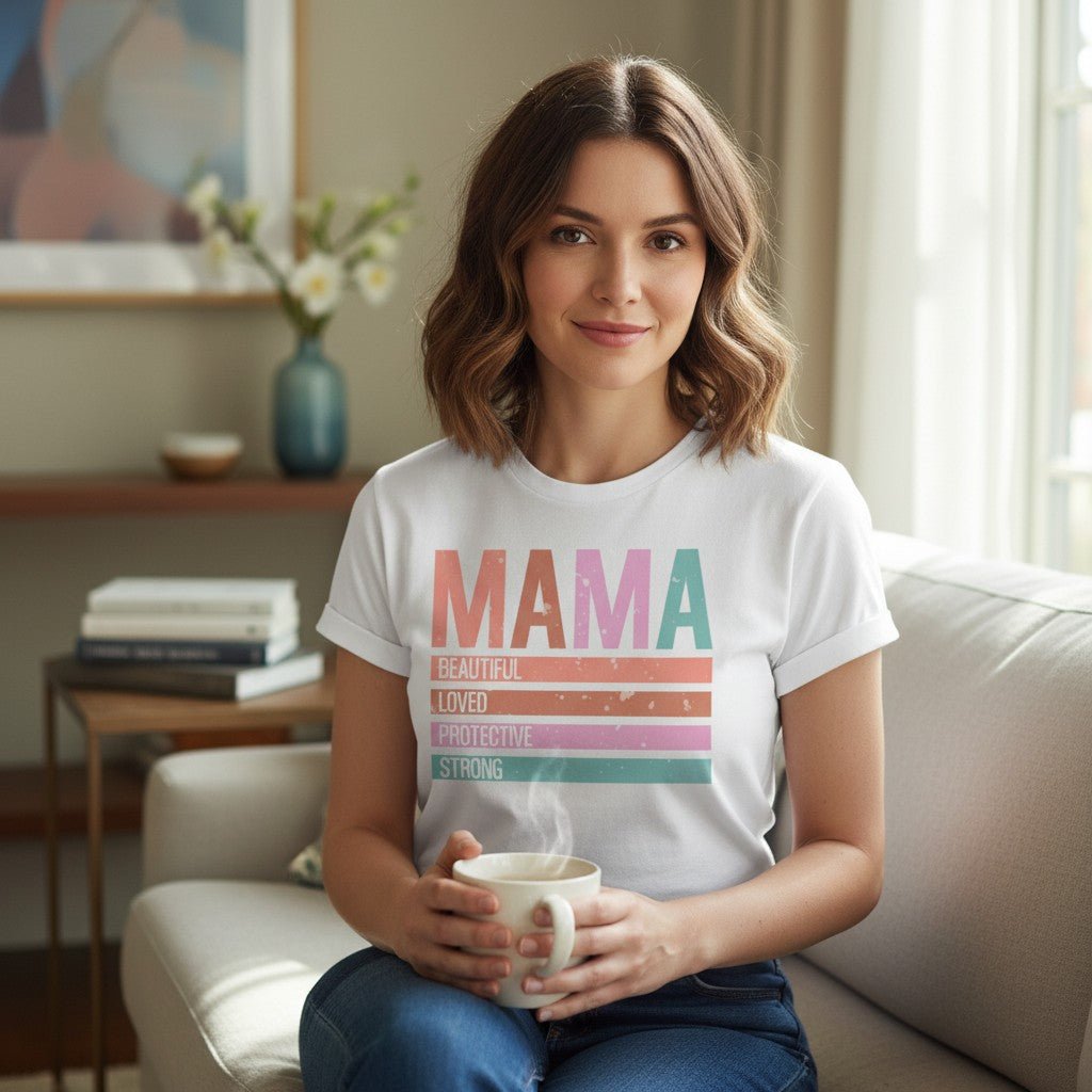 Retro Mama Graphic T-Shirt 100% Cotton Vintage Women's Short Sleeve