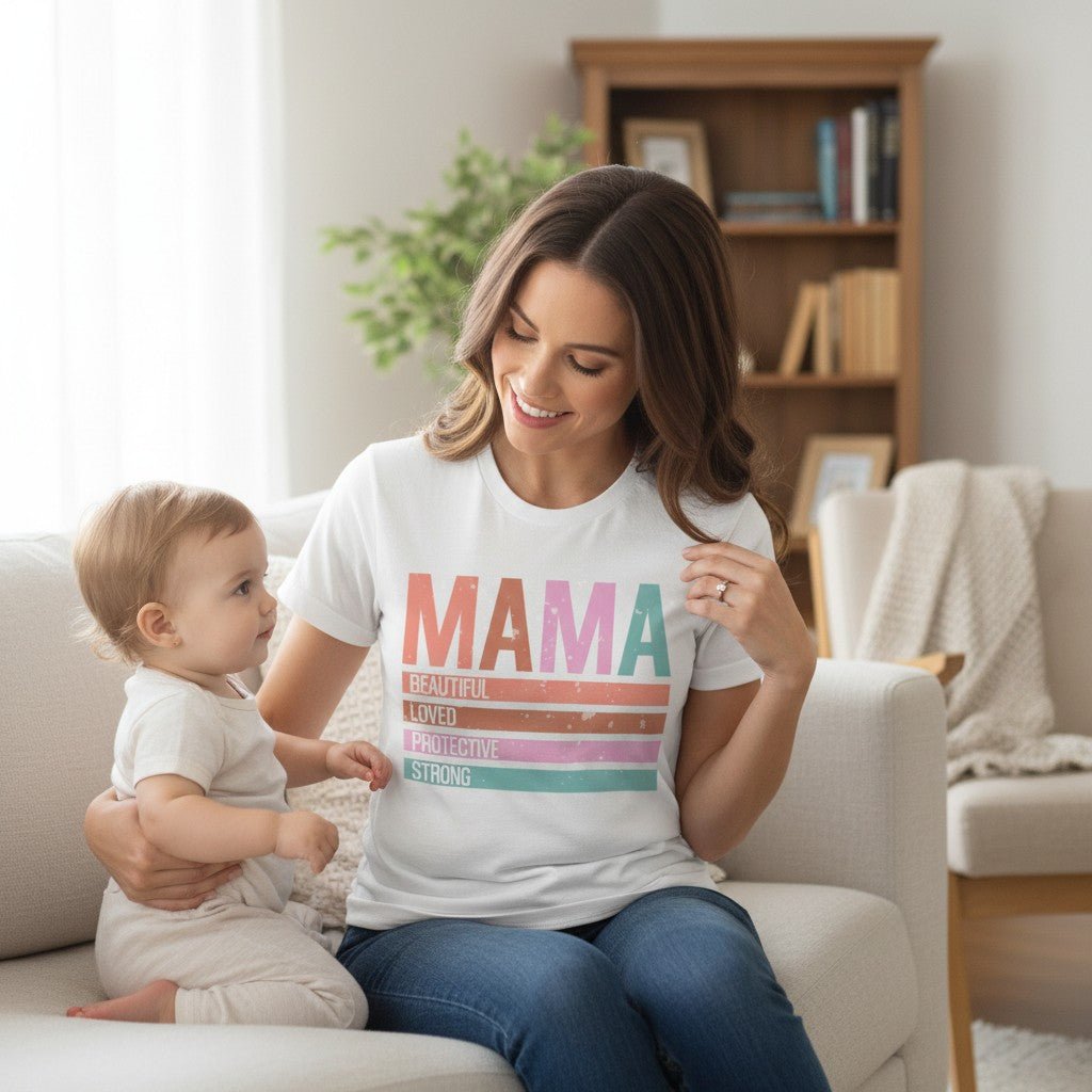 Retro Mama Graphic T-Shirt 100% Cotton Vintage Women's Short Sleeve