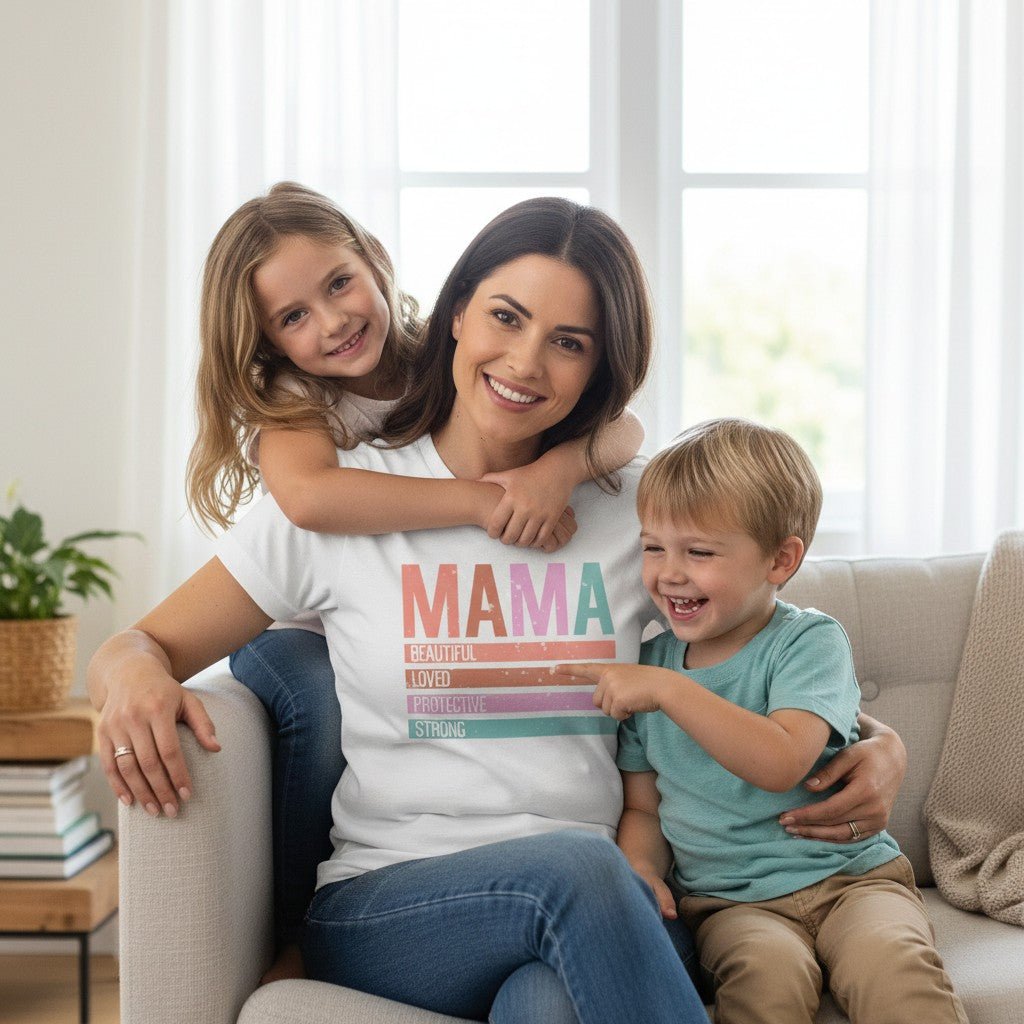 Retro Mama Graphic T-Shirt 100% Cotton Vintage Women's Short Sleeve