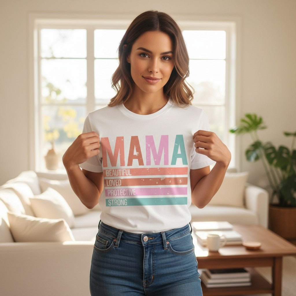 Retro Mama Graphic T-Shirt 100% Cotton Vintage Women's Short Sleeve