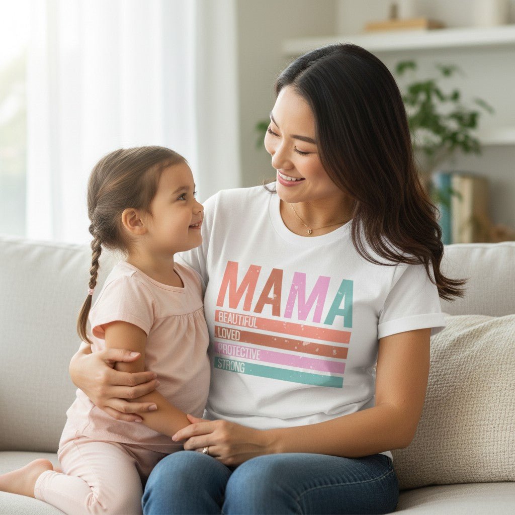 Retro Mama Graphic T-Shirt 100% Cotton Vintage Women's Short Sleeve