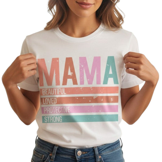 Retro Mama Graphic T-Shirt 100% Cotton Vintage Women's Short Sleeve