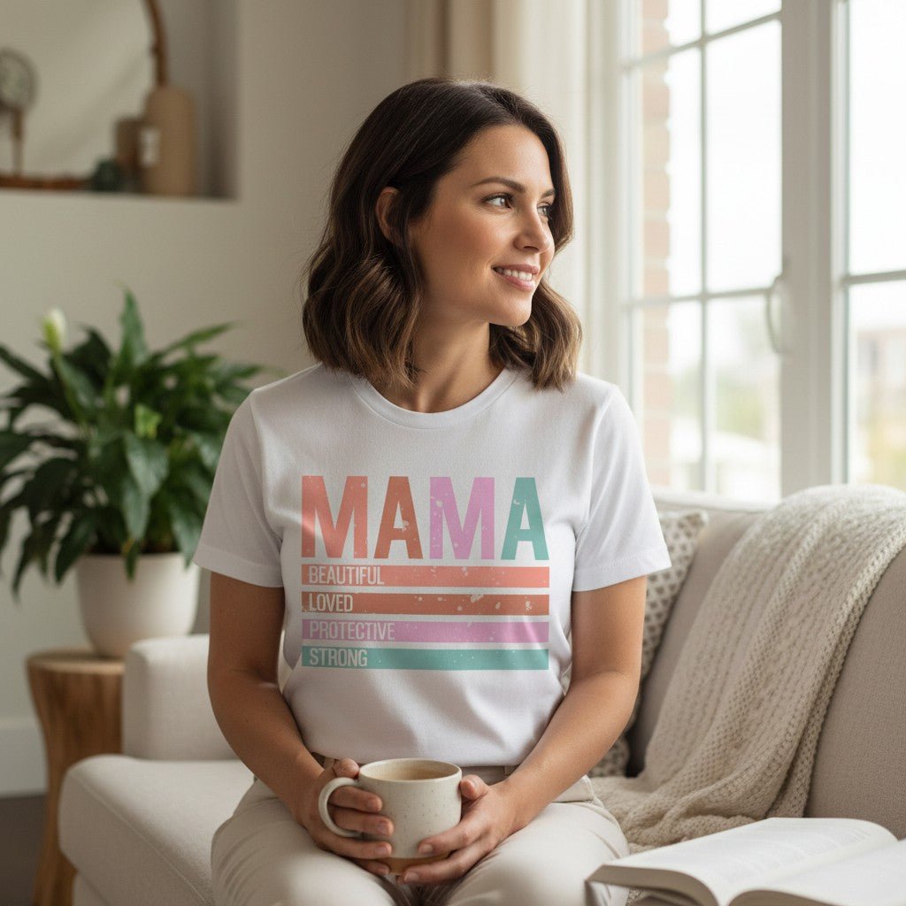 Retro Mama Graphic T-Shirt 100% Cotton Vintage Women's Short Sleeve
