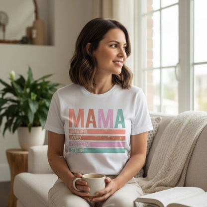 Retro Mama Graphic T-Shirt 100% Cotton Vintage Women's Short Sleeve