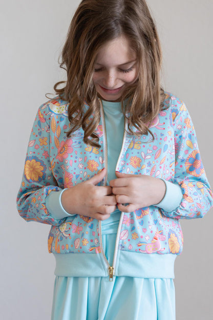 SALE Blue Retro Unicorns Satin Jacket
