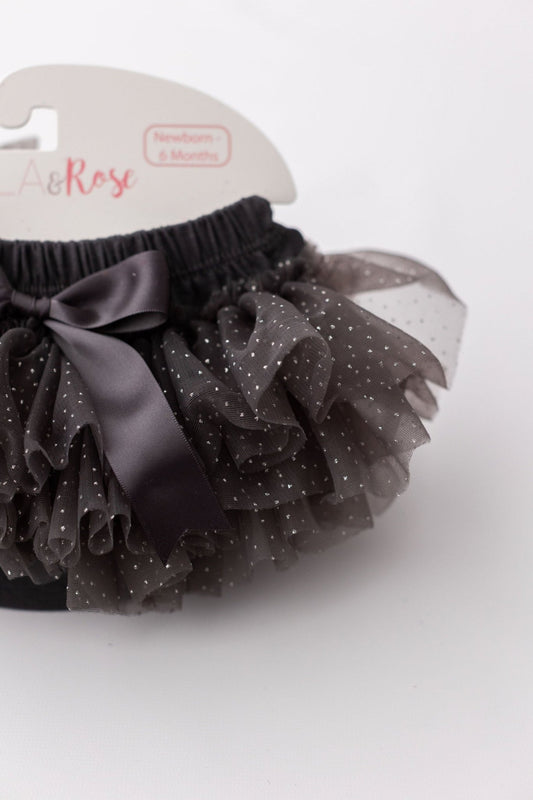 SALE Charcoal & Silver Glitter Ruffle Tutu Bloomer