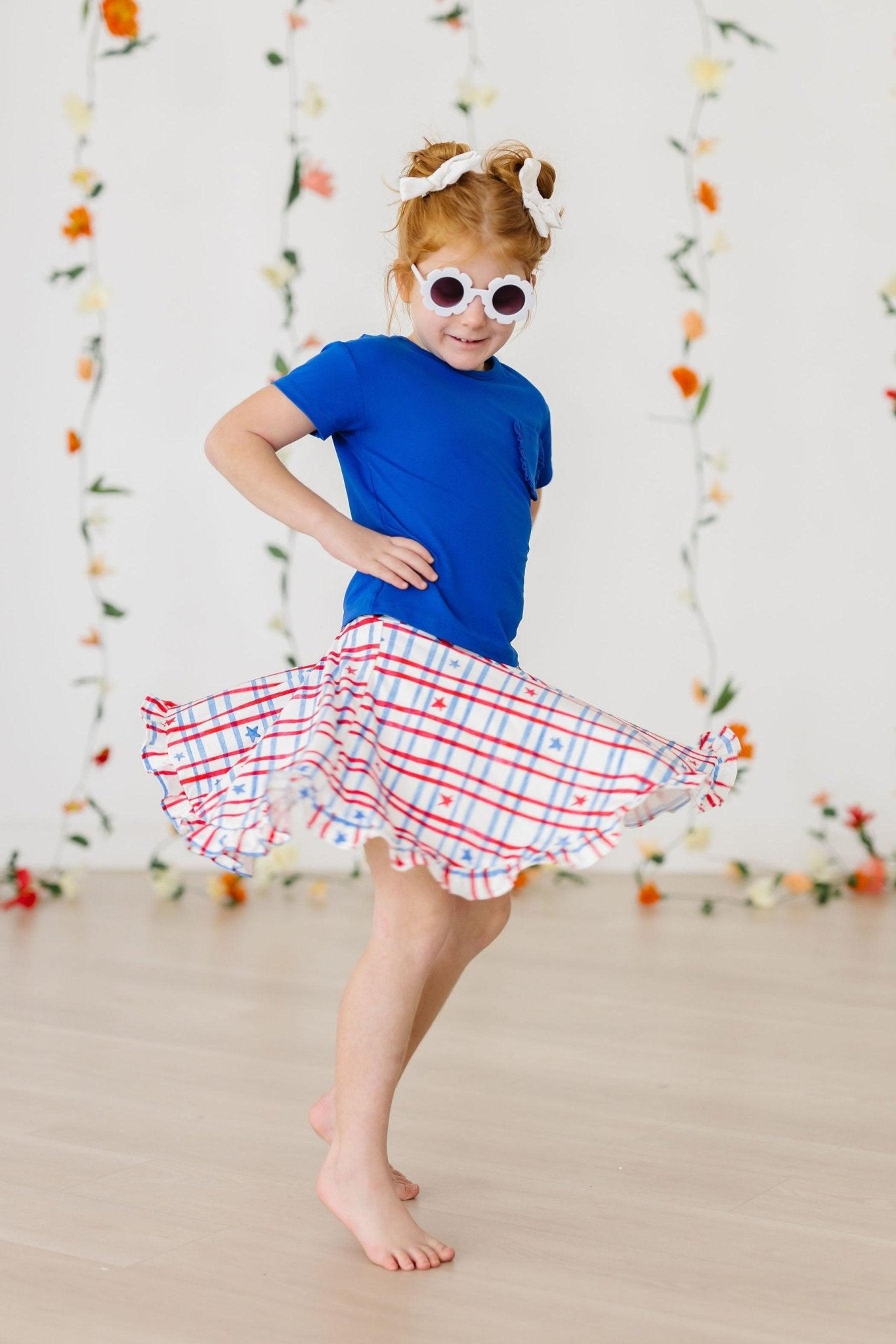 SALE Patriotic Plaid Ruffle Twirl Skort