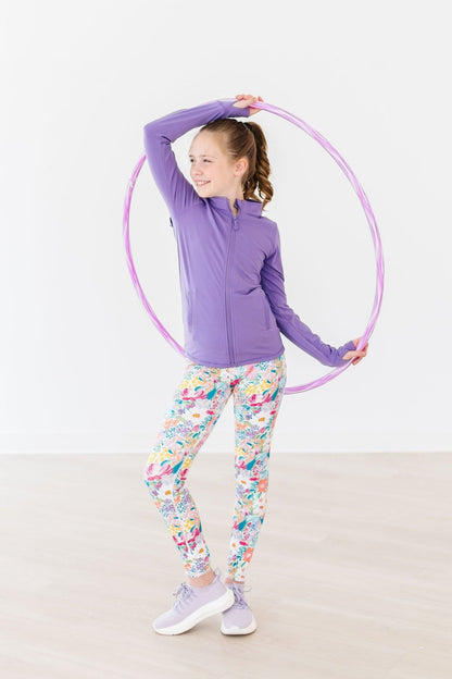 SALE Playful Purple Full-Zip Ruffle Active Jacket