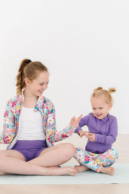 SALE Playful Purple Full-Zip Ruffle Active Jacket