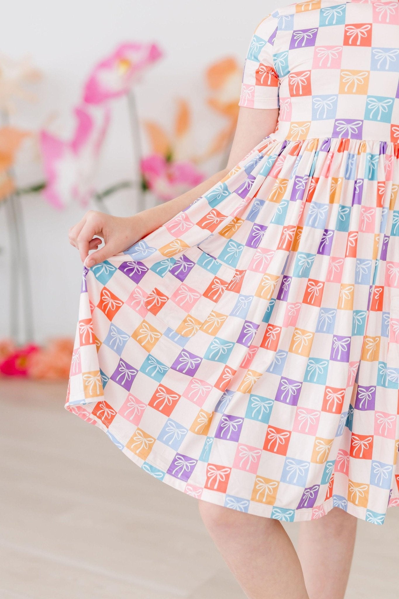 SALE Rainbow Ribbons S/S Pocket Twirl Dress