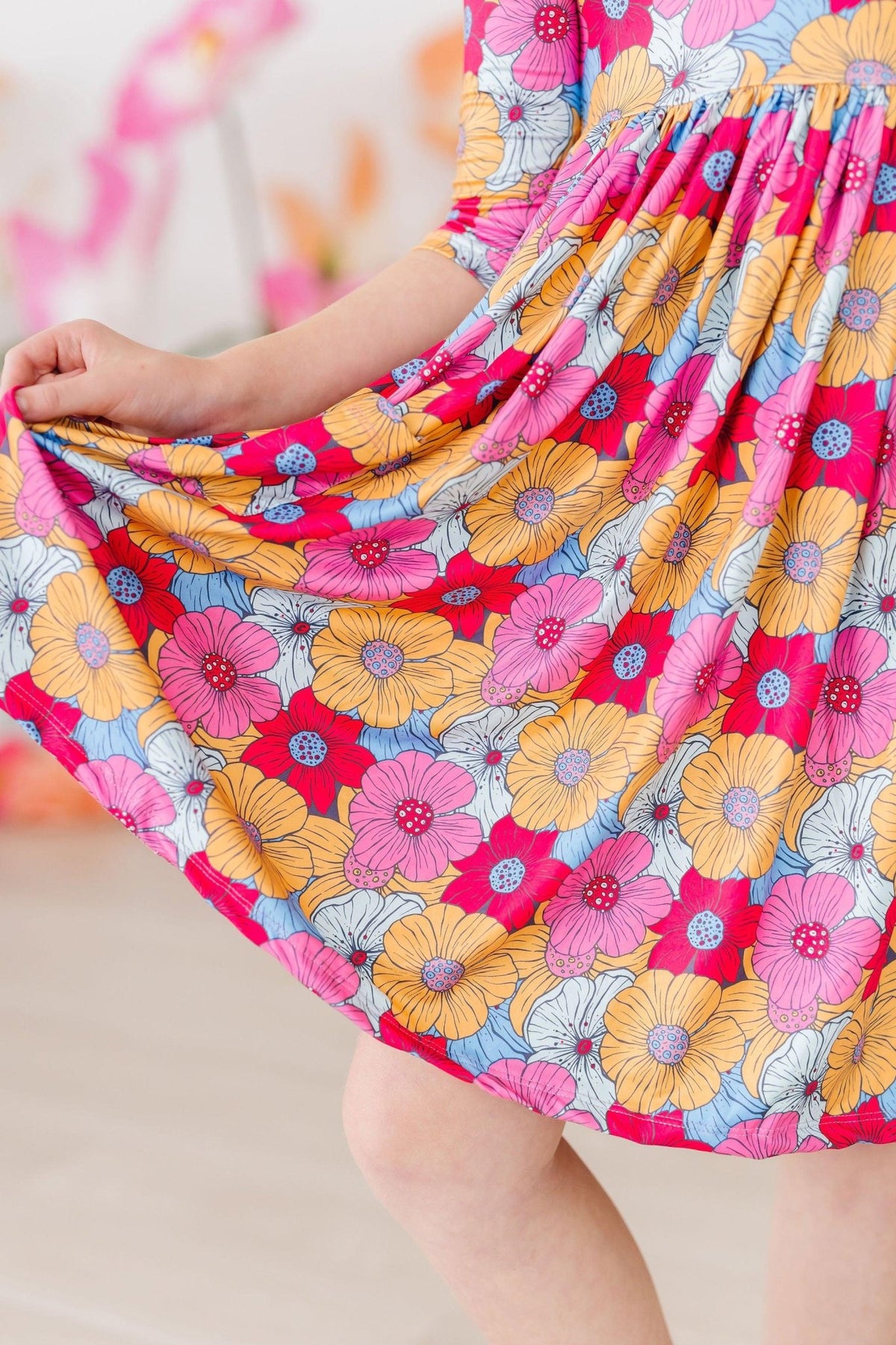 SALE Wonderland Floral 3/4 Sleeve Pocket Twirl Dress