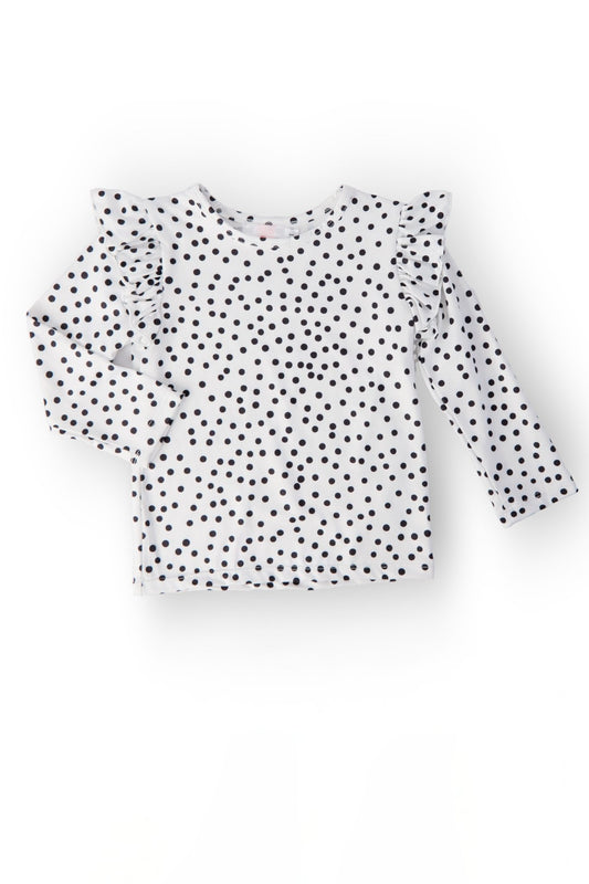 Scattered Dot L/S Ruffle Tee