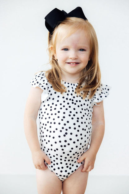 Scattered Dot S/S Flutter Sleeve Leotard