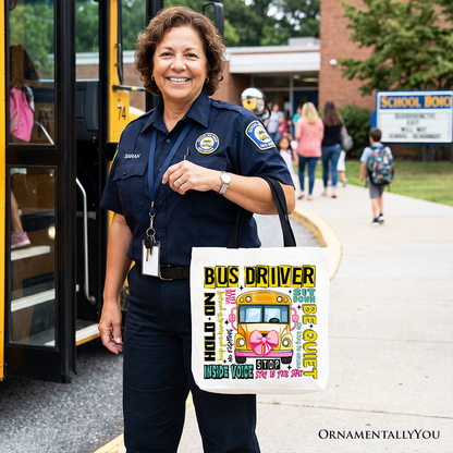 School Bus Driver Tote Bag, Funny Back to School Occupation Gift Shopper