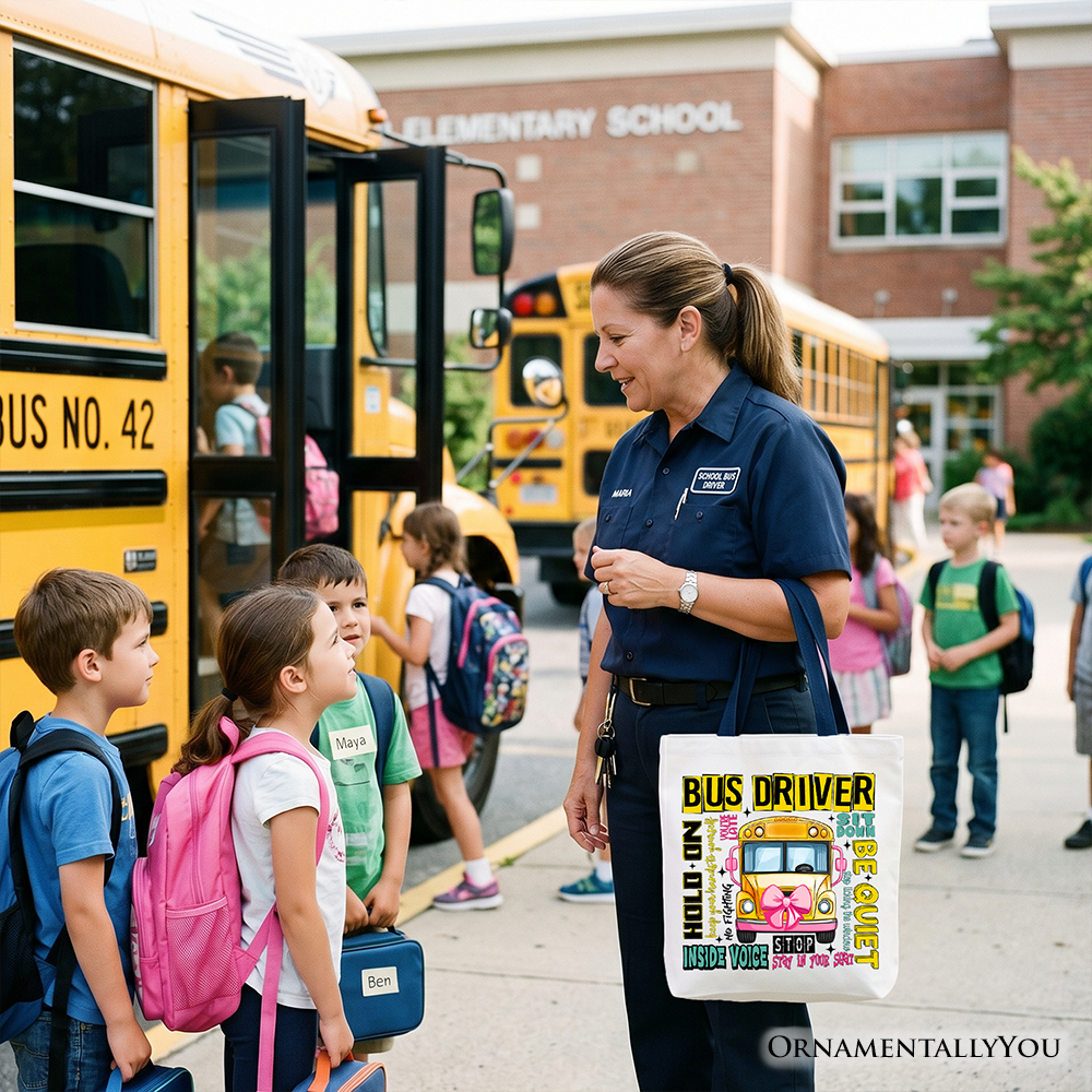School Bus Driver Tote Bag, Funny Back to School Occupation Gift Shopper