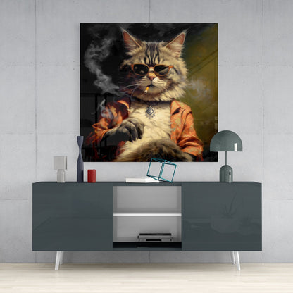 The Coolest Cat V2 Glass Wall Art