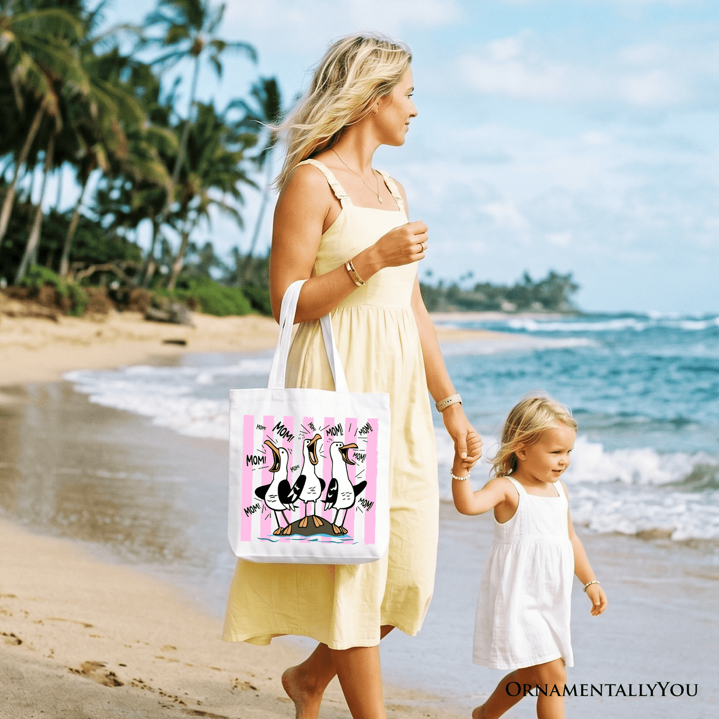 Seagull Mom Coquette Tote Bag, Funny Beach Gift Shopper for Mothers