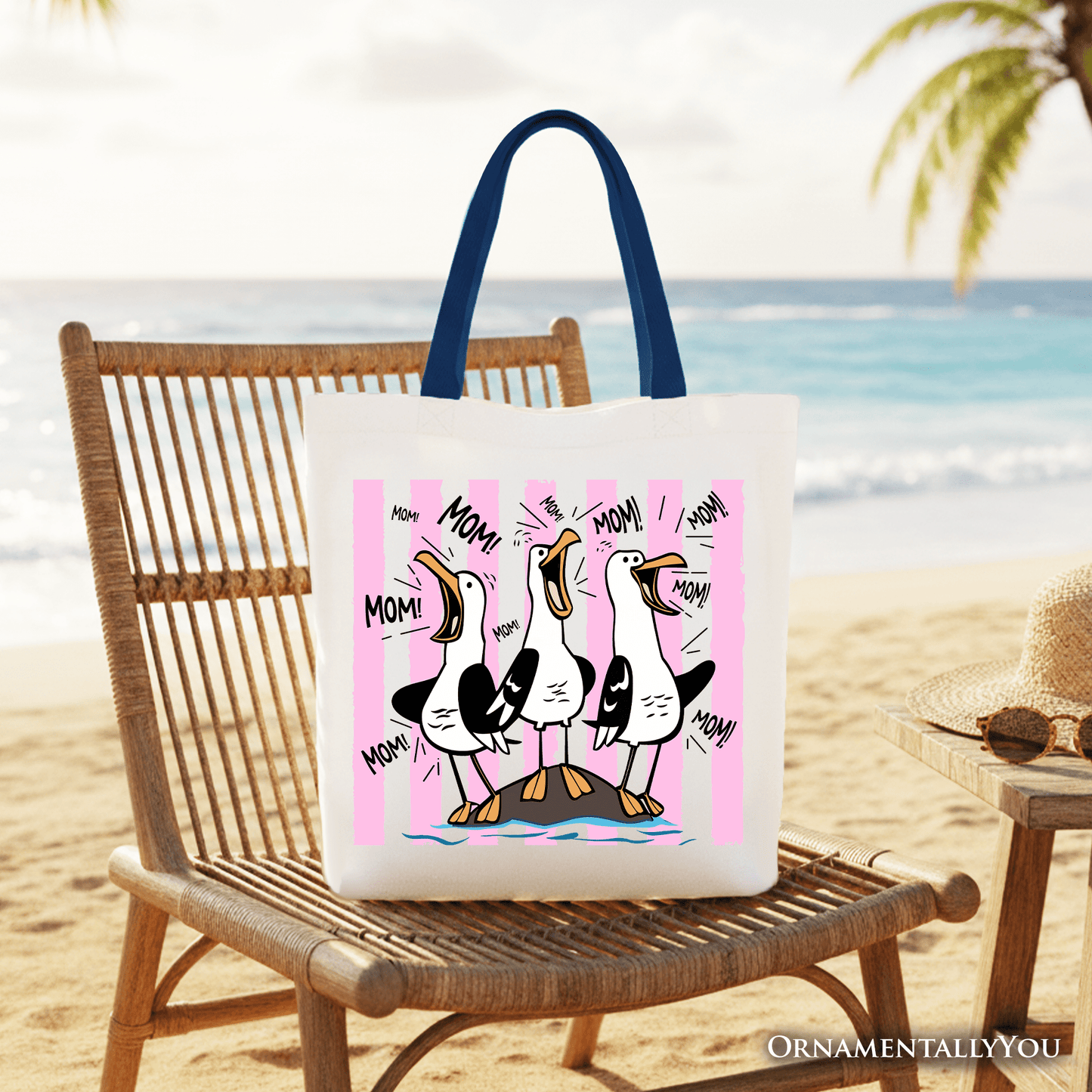 Seagull Mom Coquette Tote Bag, Funny Beach Gift Shopper for Mothers