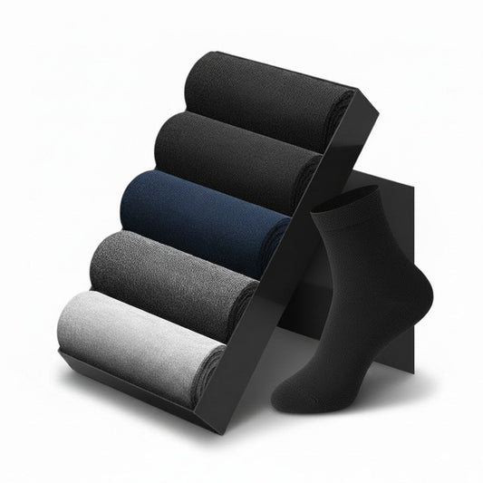 Seamless Toe Dress Socks, 5 Pairs Cotton Blend Unisex Size 7-12
