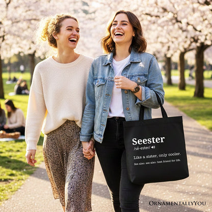 Seester Definition Canvas Tote Bag, Funny Gift Shopper for Cool and Close Sisters