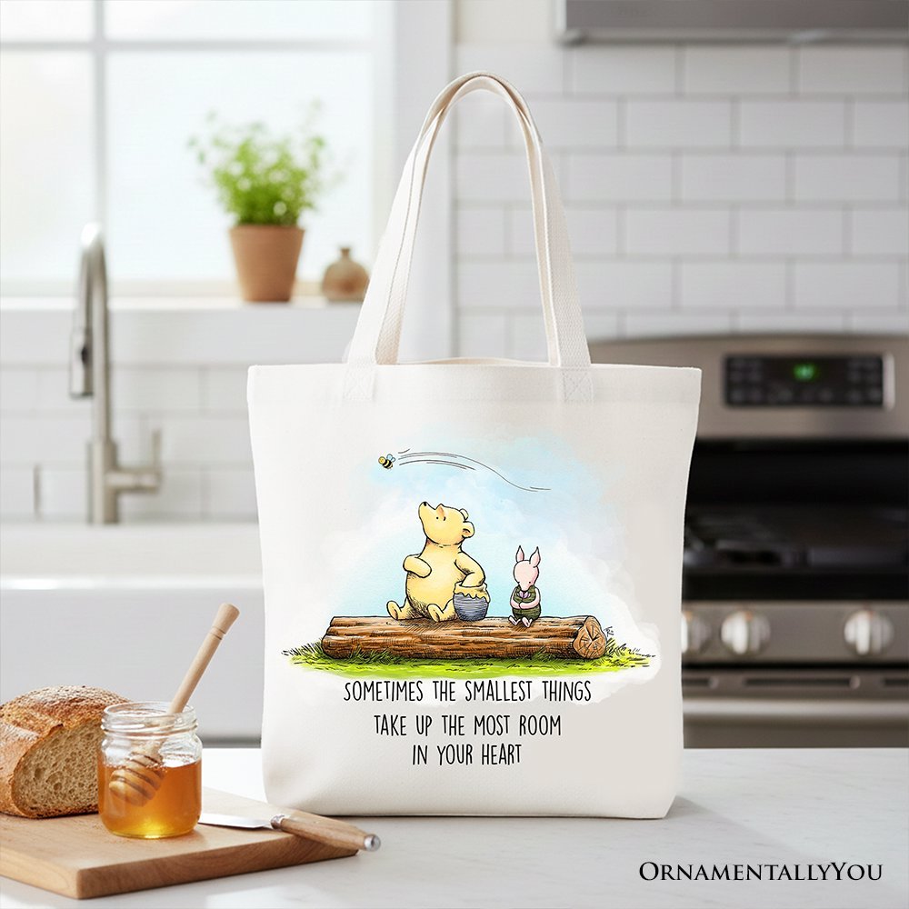 Sentimental Heartwarming Winnie-the-Pooh Quote Tote Bag, 1926 A.A. Milne Small Things Friendly Gift
