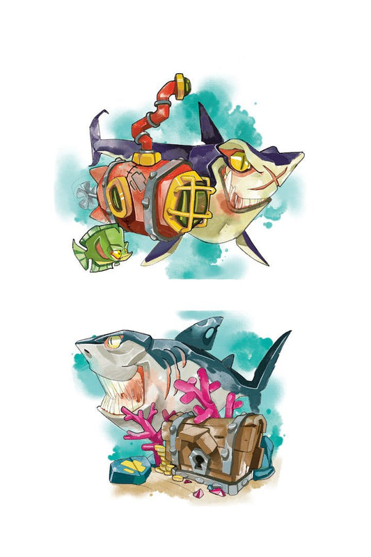 Shark Attack Full Sleeve Tattoo - Temporary Kids Tattoo Sleeve