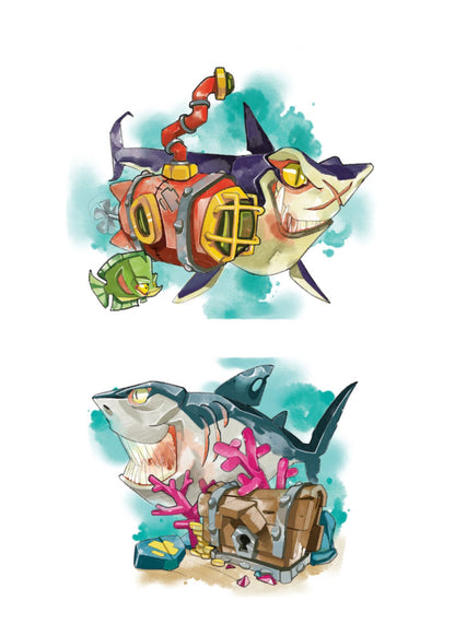 Shark Attack Full Sleeve Tattoo - Temporary Kids Tattoo Sleeve - Shaketea