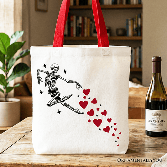 Skeleton Hearts Valentine Tote Bag, Playful Funny Gift Shopper