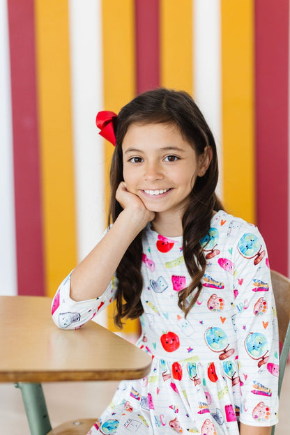Smarty Pants 3/4 Sleeve Pocket Twirl Dress
