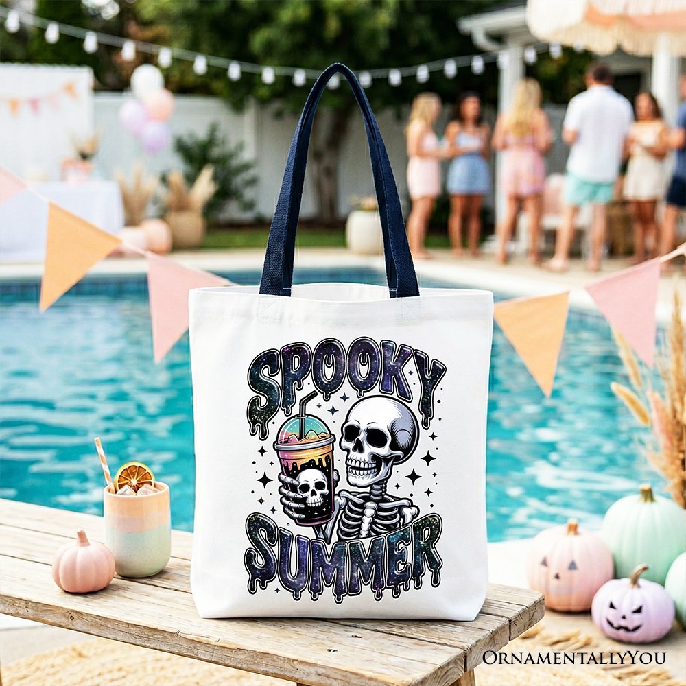 Spooky Summer Skeleton Tote Bag, Snarky Halloween Gift Shopper for Coffee and Horror Fanatics - Shaketea