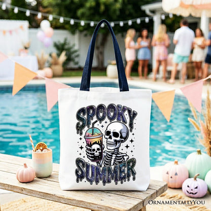 Spooky Summer Skeleton Tote Bag, Snarky Halloween Gift Shopper for Coffee and Horror Fanatics - Shaketea