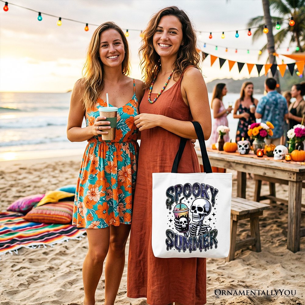 Spooky Summer Skeleton Tote Bag, Snarky Halloween Gift Shopper for Coffee and Horror Fanatics - Shaketea