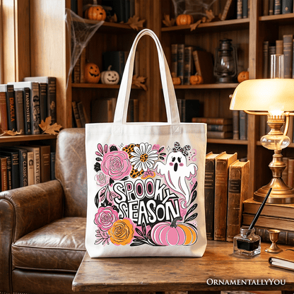 Spooky Teacher Neon Ghost Tote Bag, Retro Halloween Gift Shopper for Educators