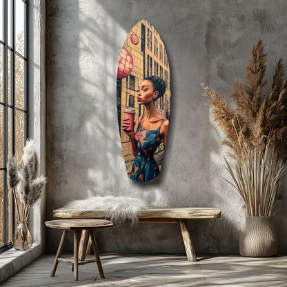 Modern City Life Glass Wall Art