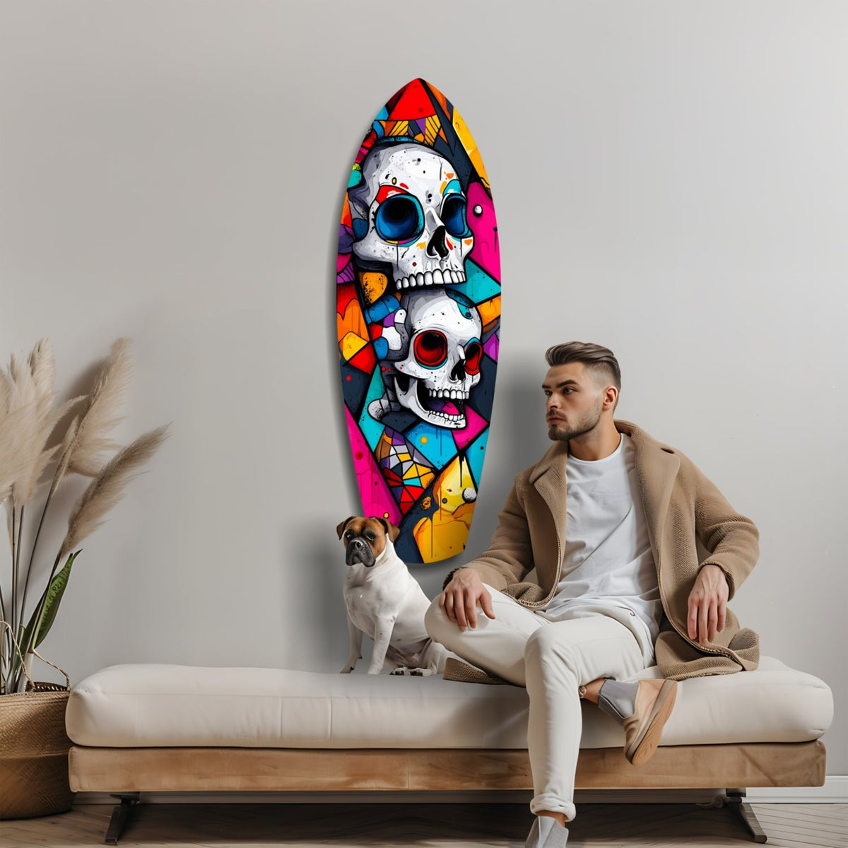 Vintage Skulls Glass Wall Art