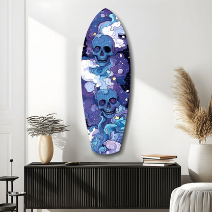 Indigo Cloud Skulls Surfboard Glass Wall Art