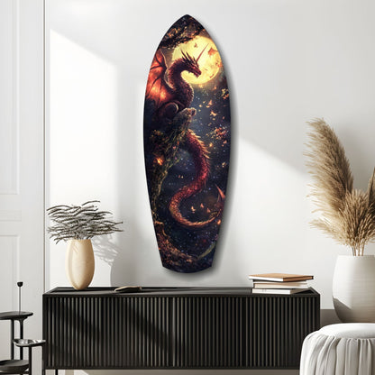 Moonlit Dragon Flight of the Night Glass Wall Art