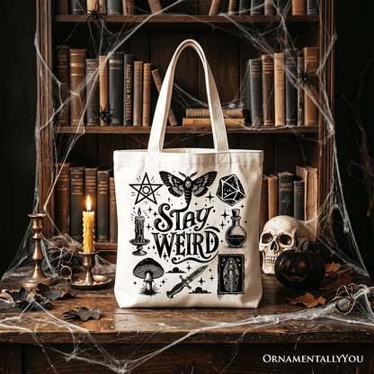 Stay Weird Witchy Vibes Tote Bag, Mystical Halloween Gift Shopper for Powerful Women